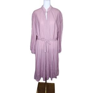 Vintage 70s Long Sleeve Blouson Midii Dress High Neck Womens Size 20 Pink Volump